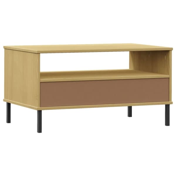 vidaXL Salongbord med metallben brun 85x50x45 cm heltre OSLO