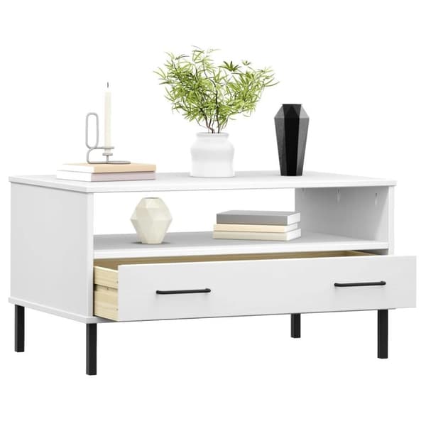vidaXL Salongbord med metallben hvit 85x50x45 cm heltre OSLO