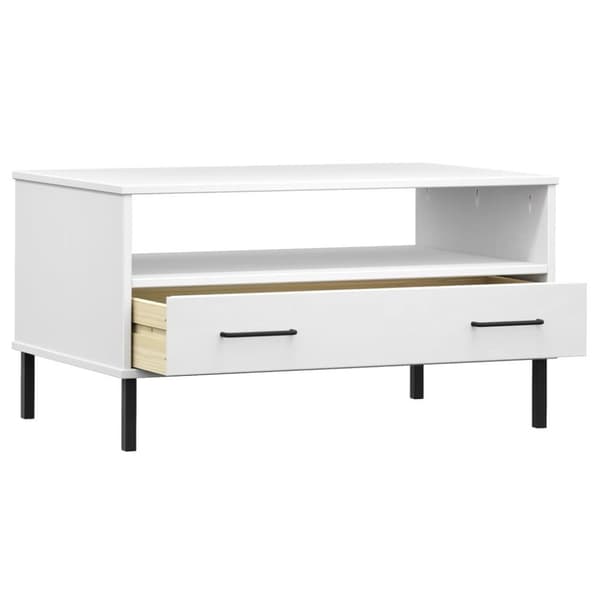 vidaXL Salongbord med metallben hvit 85x50x45 cm heltre OSLO