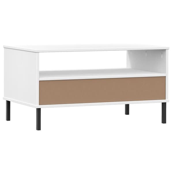 vidaXL Salongbord med metallben hvit 85x50x45 cm heltre OSLO