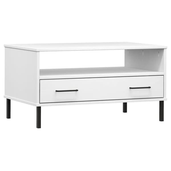 vidaXL Salongbord med metallben hvit 85x50x45 cm heltre OSLO