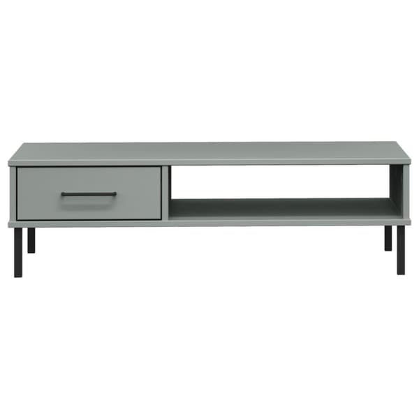 vidaXL Soffbord med metallben OSLO grå massiv furu