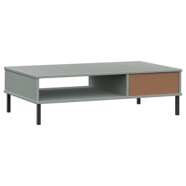 vidaXL Soffbord med metallben OSLO grå massiv furu