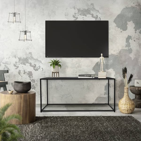 ML-Design sohvapöytä 110x40x50;5 cm musta suorakulmion muodossa; metallirunko; teollinen muotoilu; pöytä eteiseen; sivupöytä olohuoneeseen;