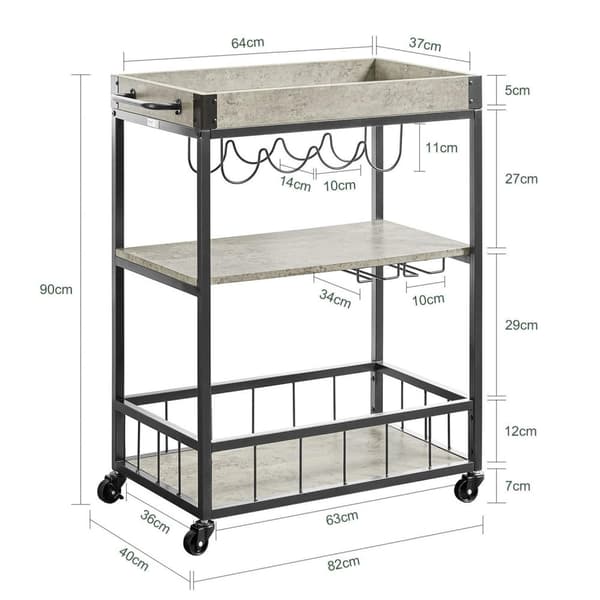 Serveringsvogn, FKW56-HG, 79x40x90 cm, Grå