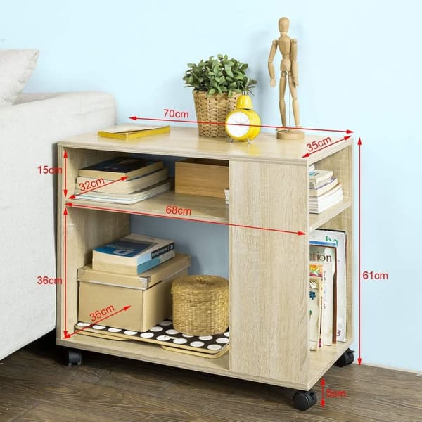 Rullende Opbevaringsbord, FBT34-N, 70x35x60 cm, Brun