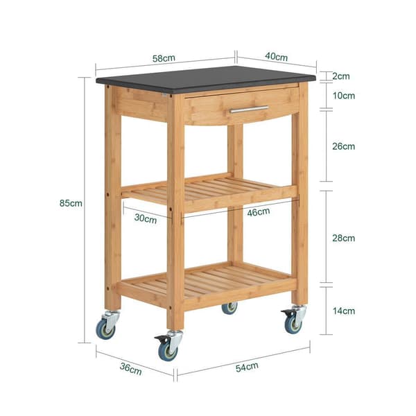 Serveringsvagn, FKW28-SCH, 58x40x85 cm, Brun