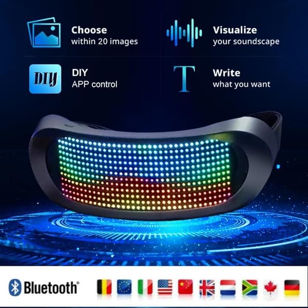 programmerbar självlysande mask, LED-lysande glasögon, Bluetooth-funktion, enkel och säker att använda