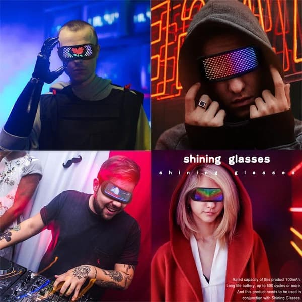 programmerbar självlysande mask, LED-lysande glasögon, Bluetooth-funktion, enkel och säker att använda