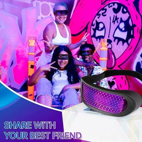 programmerbar självlysande mask, LED-lysande glasögon, Bluetooth-funktion, enkel och säker att använda