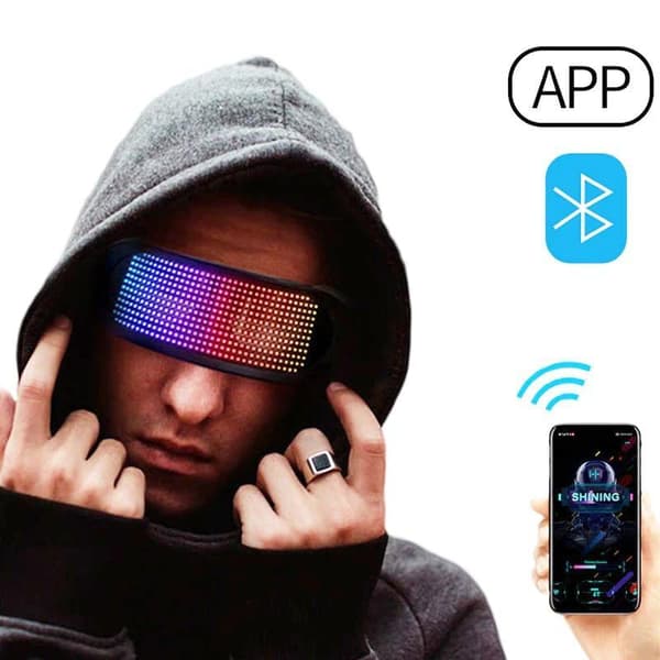 programmerbar självlysande mask, LED-lysande glasögon, Bluetooth-funktion, enkel och säker att använda
