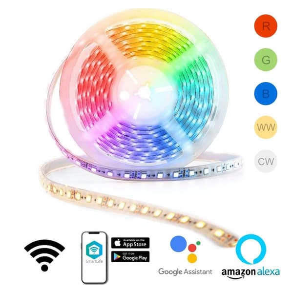 LED strip, multifarvet + hvid, 5 mtr.
