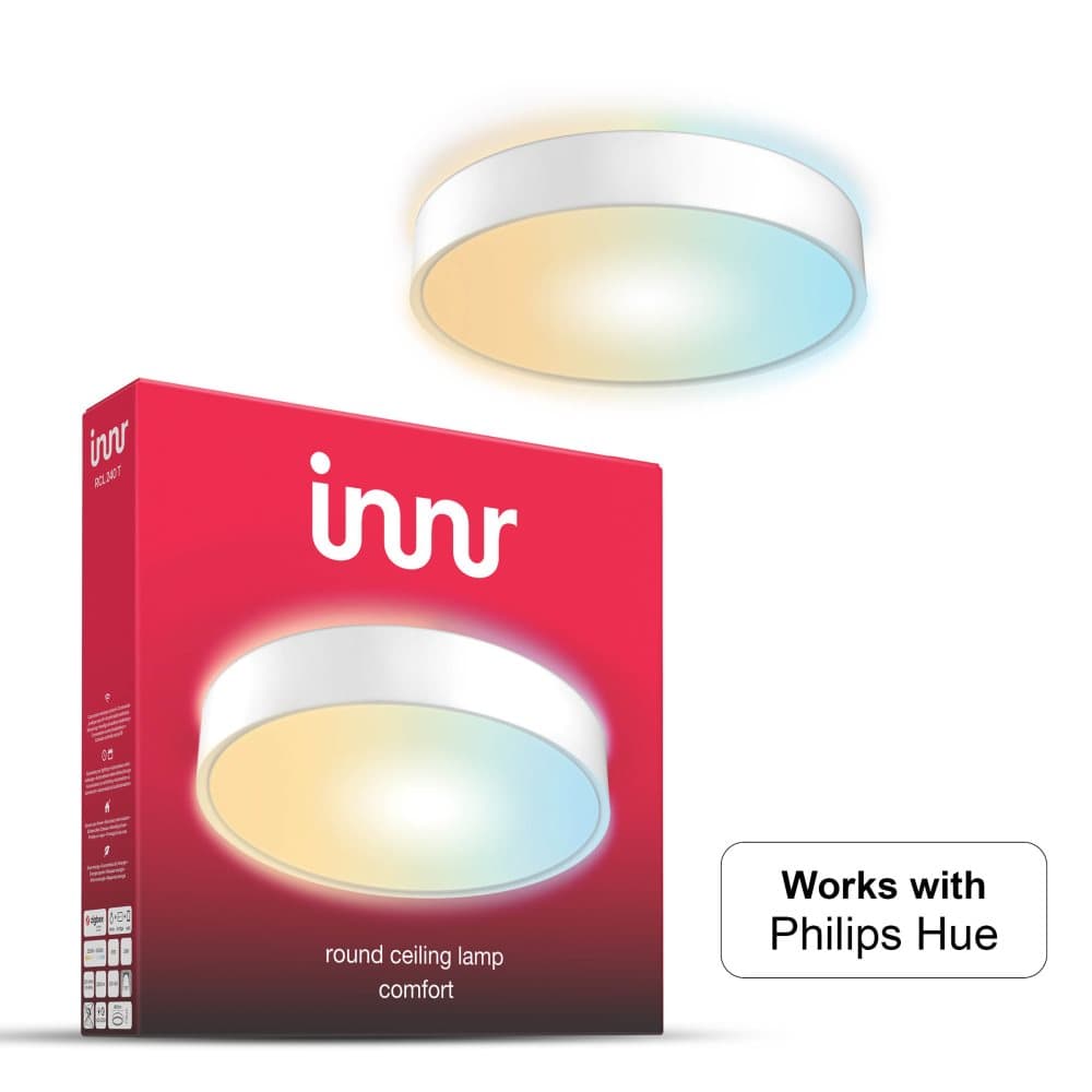 Innr Taklampa / Ceiling Lamp, Tunbar Vit, Fungerar med Philips Hue, Alexa & Hey Google (nav krävs), 41cm, dimbar, 2200K - 5000K RCL 240 T