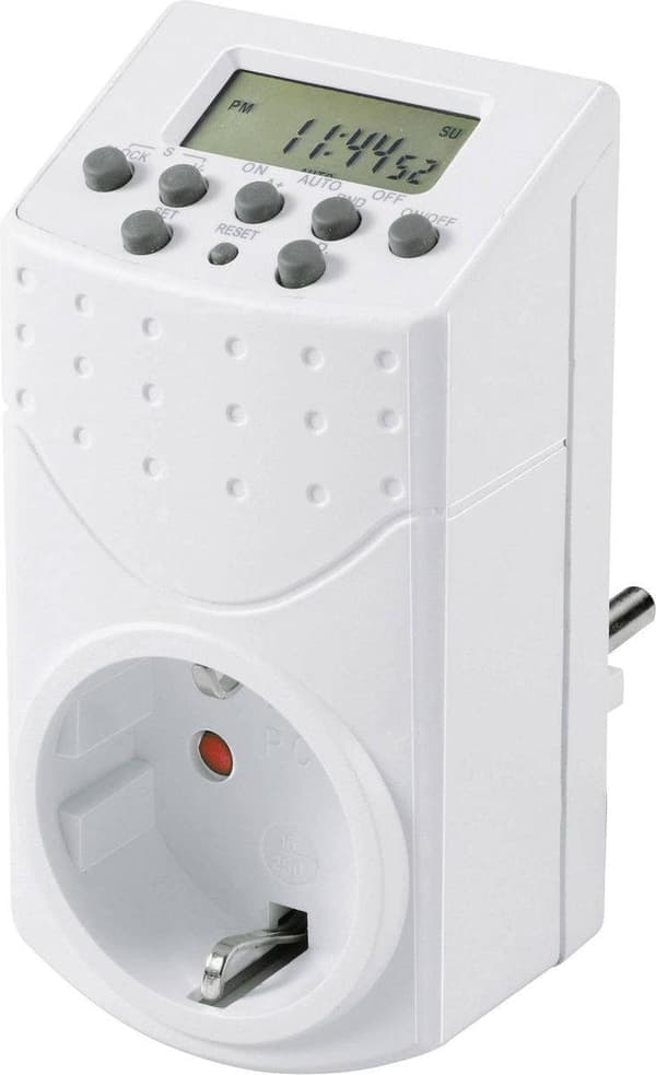 Basetech 1528580 Uttagsbrytare timer Digitalt veckoprogram 1800 W IP20 Nedräkningsfunktion, Slumpmässig funktion