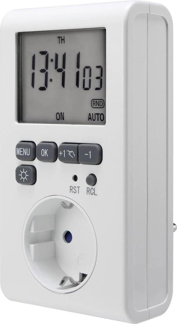 Sygonix Socket Switch Ur Digital Ugeprogram 3680 W IP20 Nedtællingsfunktion, Timerfunktion