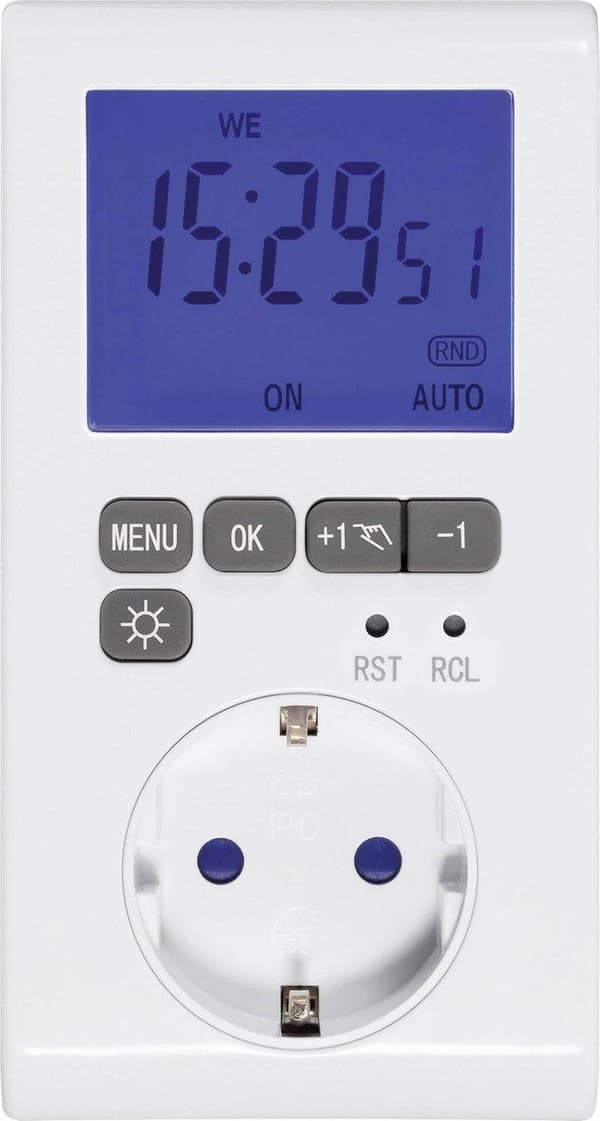 Sygonix Socket Switch Ur Digital Ugeprogram 3680 W IP20 Nedtællingsfunktion, Timerfunktion