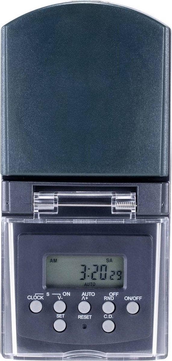 Basetech BT-2106308 Stikkontakt timer Digitalt Ugeprogram 1800 W IP44 Nedtællingsfunktion, Tilfældig funktion
