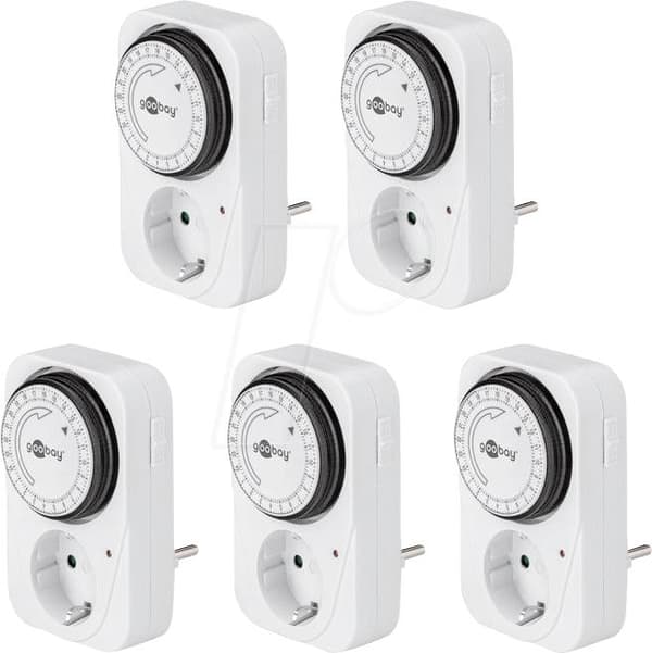 Goobay analog timer, 5 dele, hvid - præcis og nem styring af elektroniske enheder (55540)