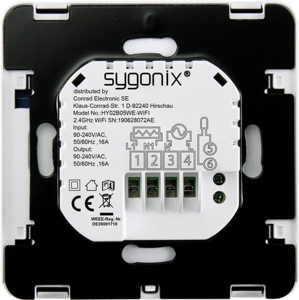 Sygonix Wireless huonetermostaatti Upotettu (seinään) Viikko-ohjelma 5 - 35 °C
