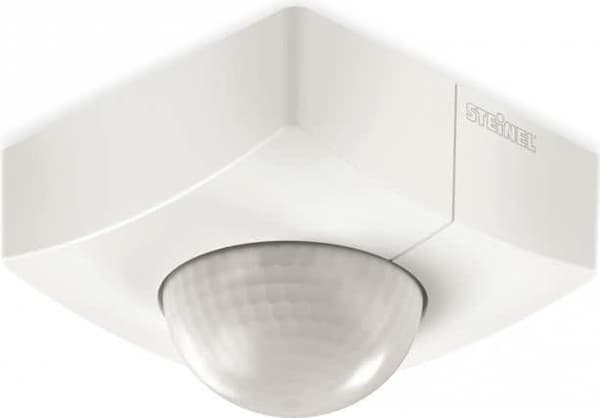 Steinel 33002 181 bevægelsesdetektor IR COM2 hvid, 180° planmonteret sensorafbryder, indbygget tilstedeværelsesdetektor, 2000 W omkoblingskapacitet, 3