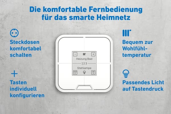 AVM FRITZ!DECT 440 (bærbar, konfigurerbar knap til Smart Home-betjening, styring af smarte FRITZ!-enheder, kan bruges til FRITZ!Box med DECT-base), hv