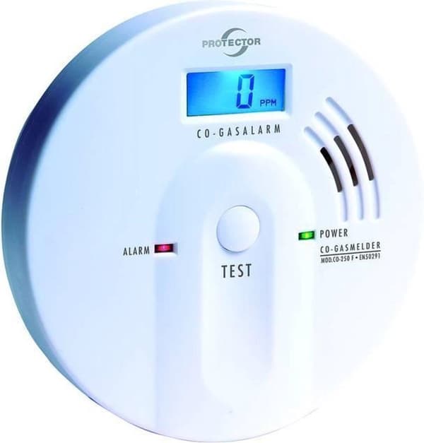 Protector CO-kaasuilmaisin CO-250 F valaistulla näytöllä standardin EN 50291 mukaisesti Valkoinen