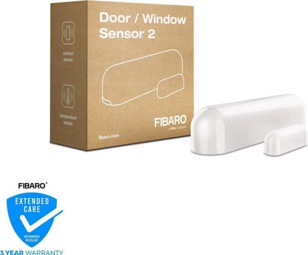 FIBARO dør-/vinduessensor 2 - Magnetisk kontaktsensor - Hvid - Fungerer med FIBARO Home Centers, Homey og andre Z-Wave-controllere