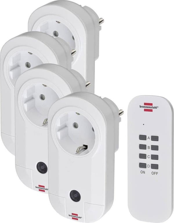 Brennenstuhl 1507050 Comfort-Line Radiostyret kontaktsæt - 4x IP20 / 1x 4-kanals sender