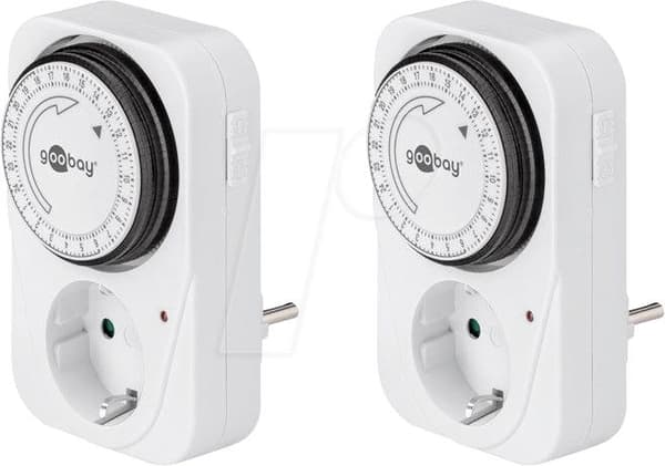 Goobay analog timer, 2 delar, vit - exakt och enkel kontroll av elektroniska enheter (55538)