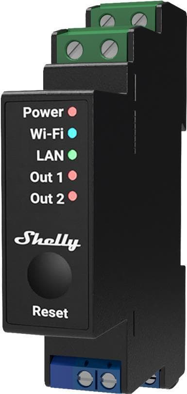 Home Shelly Relay "Pro 2PM" WLAN & LAN switching aktuator Maks. 25A BT målefunktion (Shelly Pro2PM)