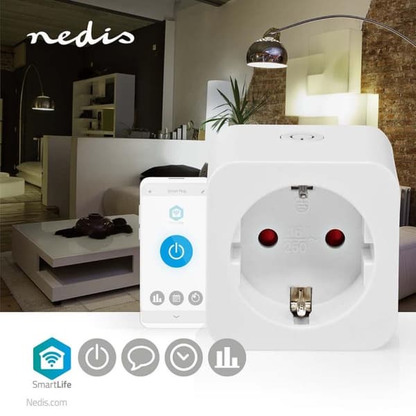 Nedis WIFIP121FWT Smartlife Smart Plug Wi-fi Energimätare 3680 W Typ F (cee 7/3) -10 - 45 °c Android™ / Ios Vit