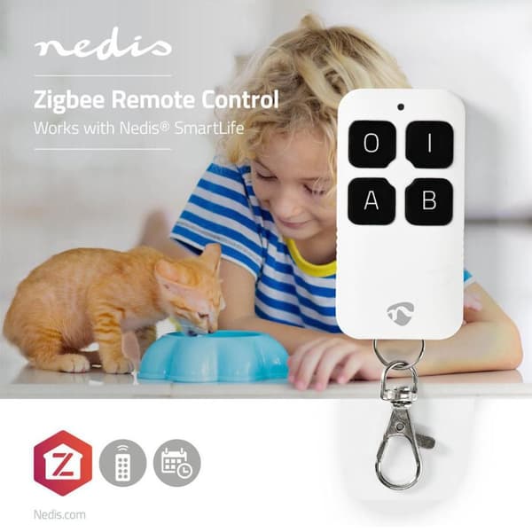 Nedis ZBRC10WT Smart fjärrkontroll Zigbee 4 knappar inklusive batteri vit