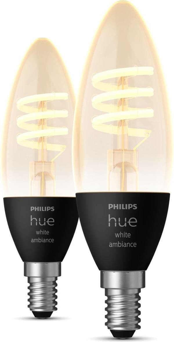 Signify Philips Hue White Amb. E14 Filament Twin Pack [Energiklass G] (929003145202)