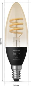 Miniatyrbild 6 av 6: Signify Philips Hue White Amb. E14 Filament Twin Pack [Energiklass G] (929003145202)