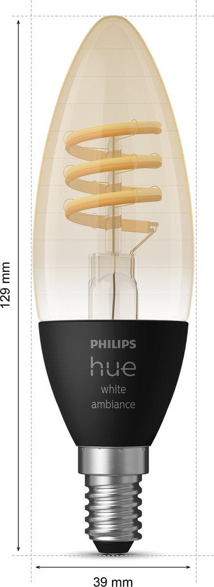 Signify Philips Hue White Amb. E14 Filament Twin Pack [Energiklass G] (929003145202)