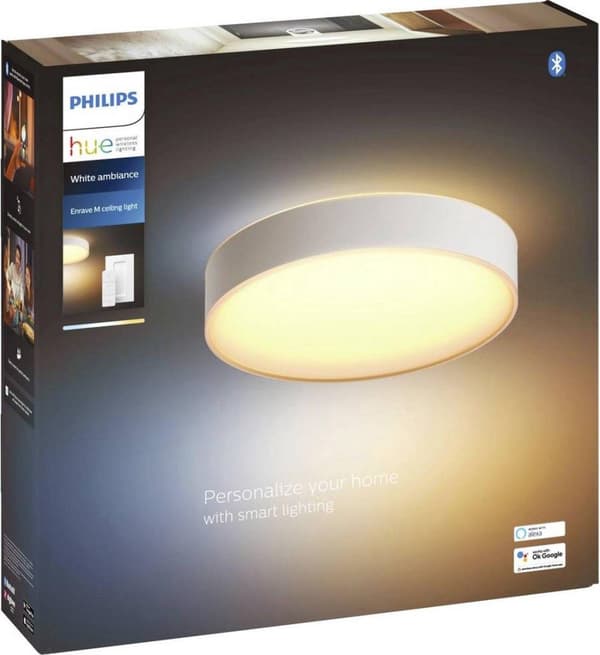 Philips Hue White Ambiance Enrave loftslampe M hvid 2400lm inkl. lysdæmperkontakt (4115931P6)