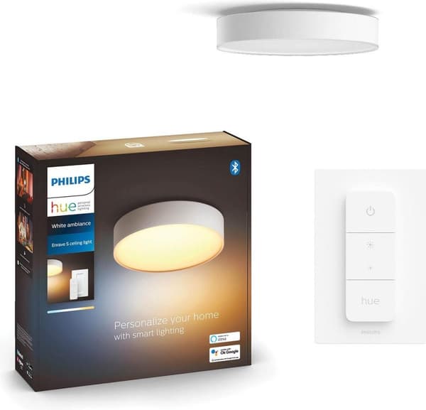Philips Hue White Ambiance Enrave loftslampe M hvid 2400lm inkl. lysdæmperkontakt (4115931P6)