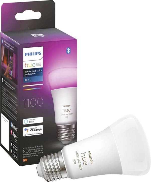 Philips Hue White & Color Ambiance E27 Single Pack 800lm 75W [Energialuokka F] (8719514291188)
