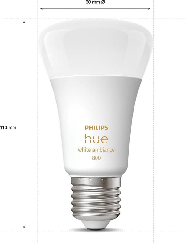 Philips Hue White Ambiance E27 Double Pack 2x570lm 60W [Energiklasse F] (8719514328259)