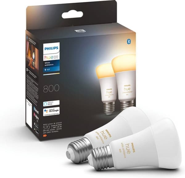 Philips Hue White Ambiance E27 Double Pack 2x570lm 60W [Energiklasse F] (8719514328259)