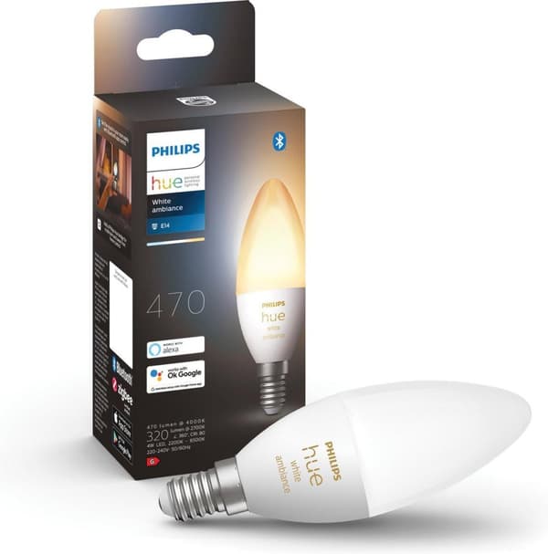 Philips Hue White Amb. Single Pack E14 470lm [Energiklass G] (8719514356665)
