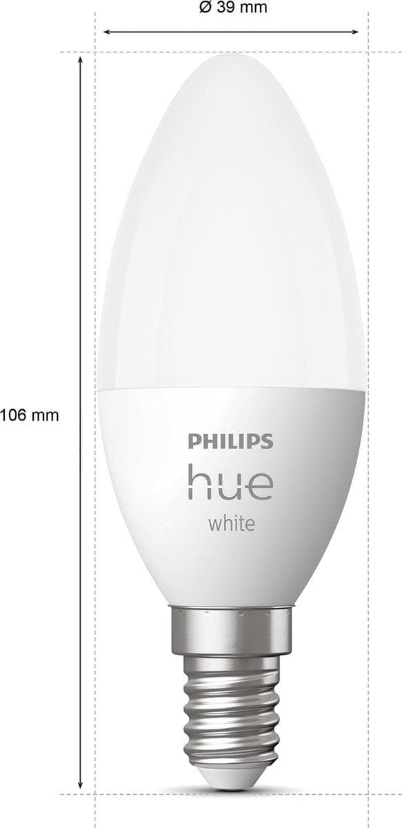 Philips Hue White E14 Twin Pack 2x470lm [energialuokka F] (8719514320635)