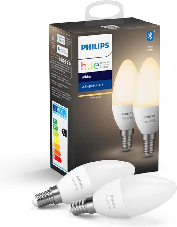 Philips Hue White E14 Twin Pack 2x470lm [energialuokka F] (8719514320635)