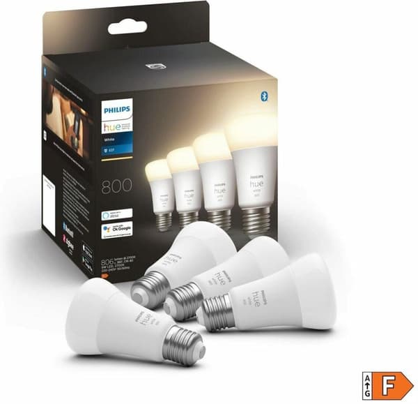 Philips Hue White E27 Pakke med 4 4x800lm 60W [Energiklasse F] (8719514319158)