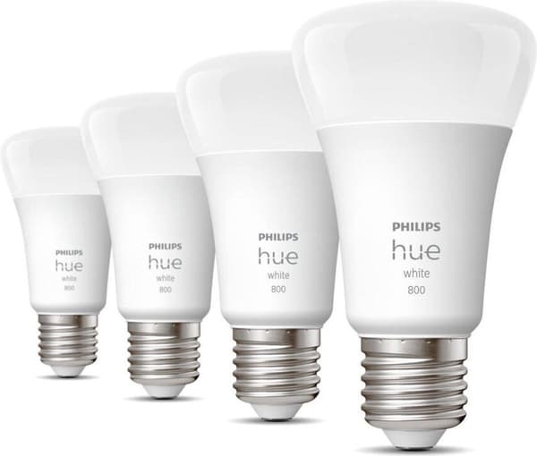 Philips Hue White E27 Pakke med 4 4x800lm 60W [Energiklasse F] (8719514319158)