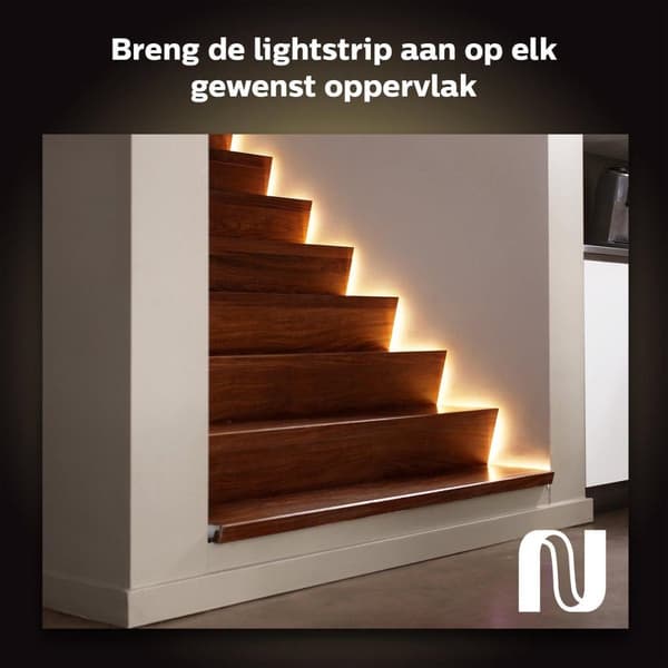 Philips Hue White & Col. Amb. Lightstrip Plus 2m base, dæmpbar, 16 millioner farver, kontrollerbar via app, kompatibel med Amazon Alexa (Echo, Echo Do