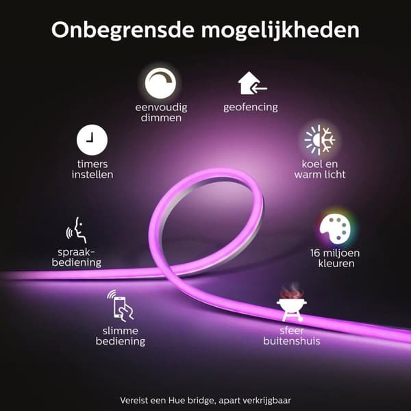 Philips Hue White & Col. Amb. Outdoor Lightstrip 2m, 780lm, dæmpbar, 16 millioner farver, kontrollerbar via app, kompatibel med Amazon Alexa (Echo, Ec
