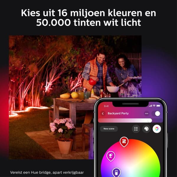 Philips Hue White & Col. Amb. Outdoor Lightstrip 2m, 780lm, dæmpbar, 16 millioner farver, kontrollerbar via app, kompatibel med Amazon Alexa (Echo, Ec