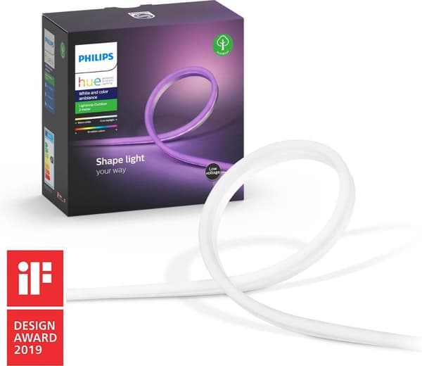 Philips Hue White & Col. Amb. Outdoor Lightstrip 2m, 780lm, dæmpbar, 16 millioner farver, kontrollerbar via app, kompatibel med Amazon Alexa (Echo, Ec