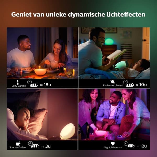 Philips Hue White & Coor. Ambiance LED-bordslampa Go, dimbar, 16 miljoner färger, styrbar via app, kompatibel med Amazon Alexa (Echo, Echo Dot) (76020